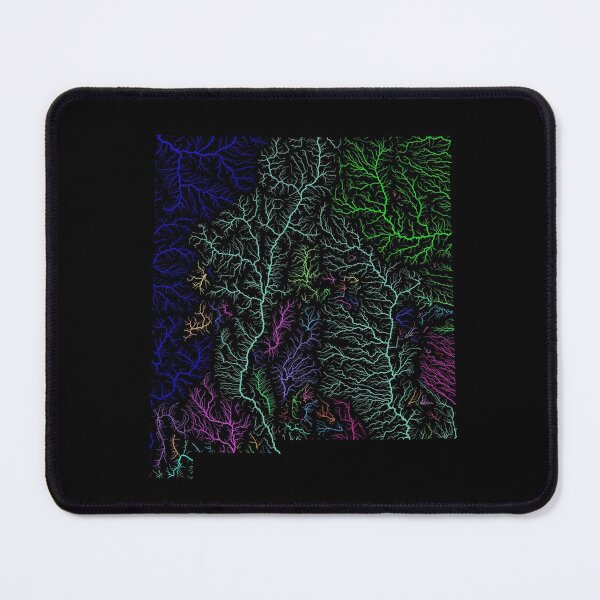 Item preview, New Mexico River Basin Map in Rainbow Colours with Black Background designed and sold by GrasshopperGeo.