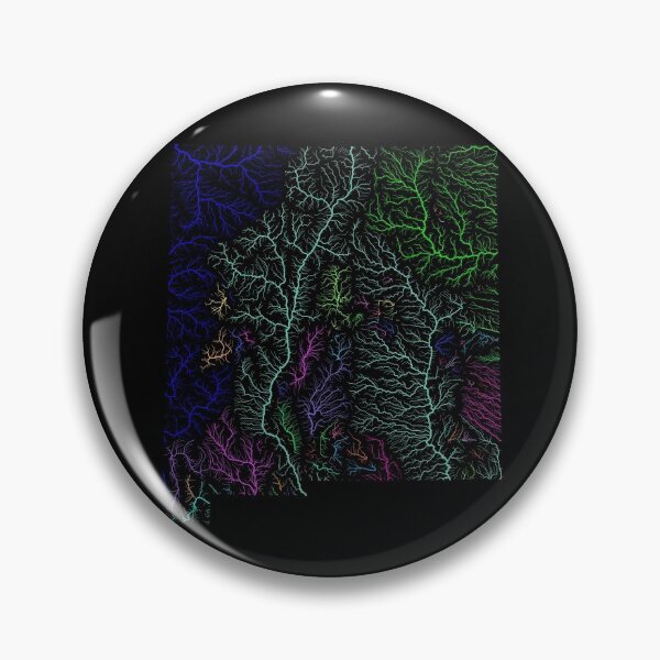 Item preview, New Mexico River Basin Map in Rainbow Colours with Black Background designed and sold by GrasshopperGeo.