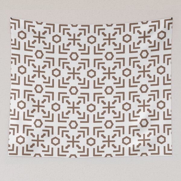 Artikelvorschau, Mid-tone Brown and White Art Deco Abstract Pattern Pairs Dunn & Edwards 2022 Color of the Year Art & Craft DET682 - Colour Trends - Hue - Shade entworfen und verkauft von ColorOfTheYears.