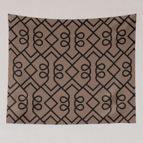 Artikelvorschau, Mid-tone Brown and Black Diamond Loop Pattern Pairs Dunn & Edwards 2022 Color of the Year Art & Craft DET682 - Colour Trends - Hue - Shade entworfen und verkauft von ColorOfTheYears.