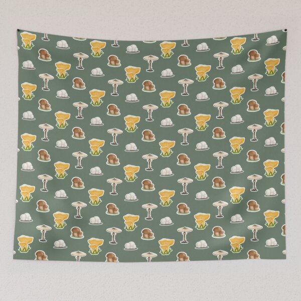 Item preview, Porcini, Chanterelle, Parasol and Button Mushrooms pattern designed and sold by drawingKatarina.