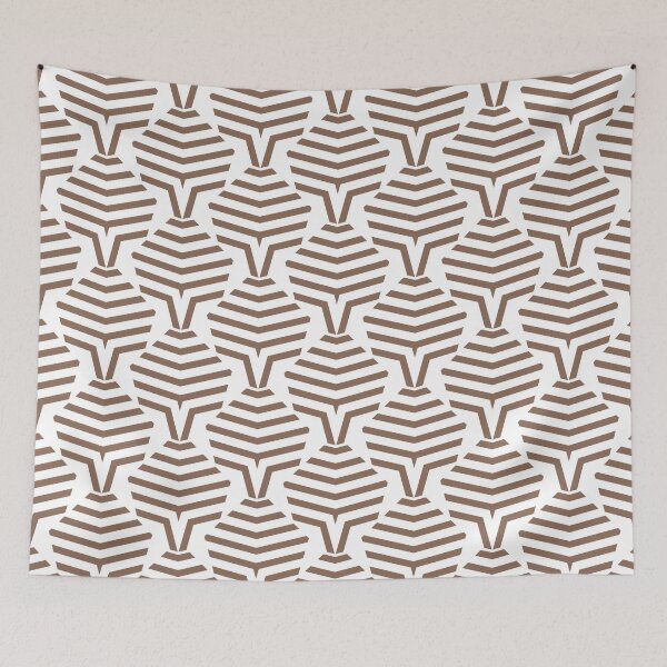 Artikelvorschau, Mid-tone Brown and White Stripe Shape Pattern Pairs Dunn & Edwards 2022 Color of the Year Art & Craft DET682 - Colour Trends - Hue - Shade entworfen und verkauft von ColorOfTheYears.