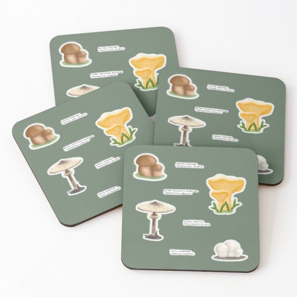 Item preview, Porcini, Chanterelle, Parasol and Button Mushrooms pattern designed and sold by drawingKatarina.