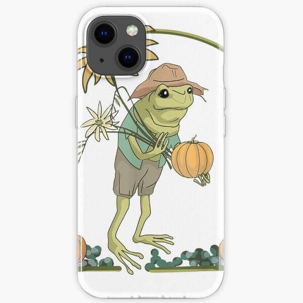 Frog with Flowers Harvest Pumpkin Fall Farmcore Cottagecore T-Shirt iPhone Soft Case