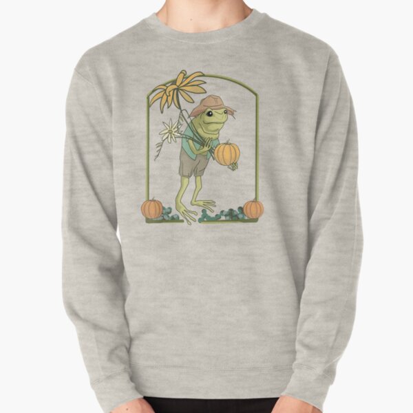 Frog with Flowers Harvest Pumpkin Fall Farmcore Cottagecore T-Shirt Pullover Sweatshirt