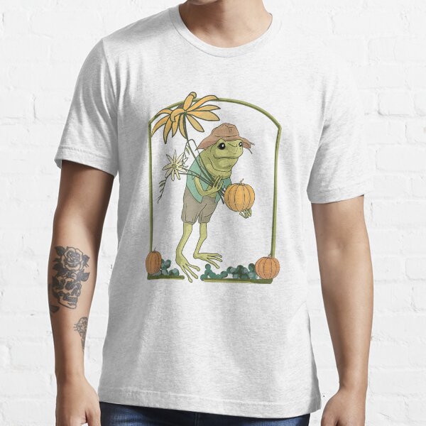 Frog with Flowers Harvest Pumpkin Fall Farmcore Cottagecore T-Shirt Essential T-Shirt