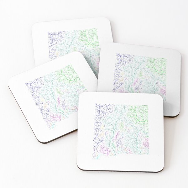 Item preview, New Mexico River Basin Map in Rainbow Colours with White Background designed and sold by GrasshopperGeo.