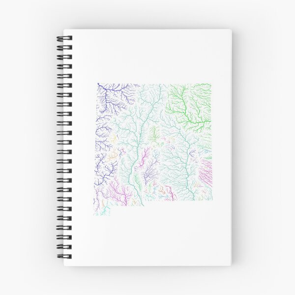 Item preview, New Mexico River Basin Map in Rainbow Colours with White Background designed and sold by GrasshopperGeo.
