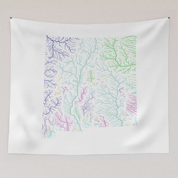Item preview, New Mexico River Basin Map in Rainbow Colours with White Background designed and sold by GrasshopperGeo.