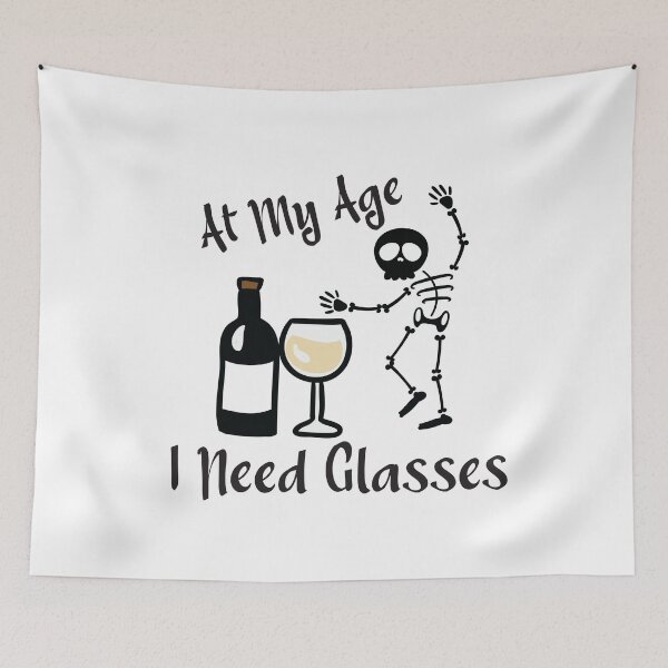 Item preview, At My Age I Need Glasses Classic T-shirt Skeleton with wine Essential T-shirt designed and sold by Achrafilla1.