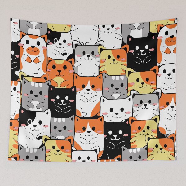 Artikelvorschau, Buntes Katzenmuster entworfen und verkauft von MakeitMelo.