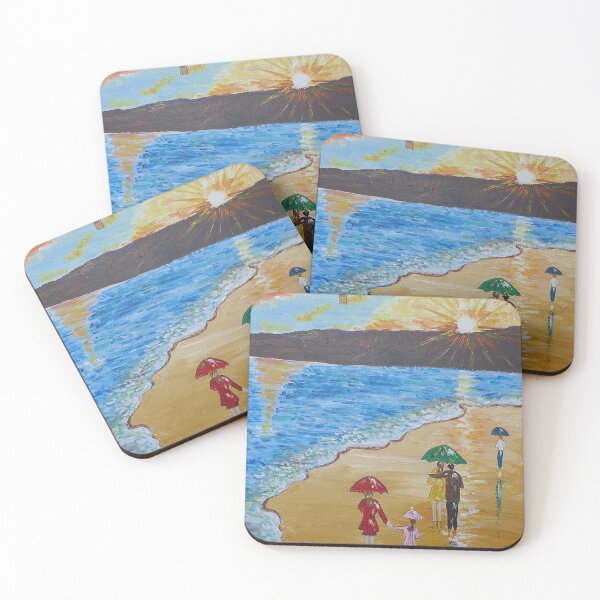 Item preview, Colourful Umbrellas at Sunset by the Sea designed and sold by Casimirasart.