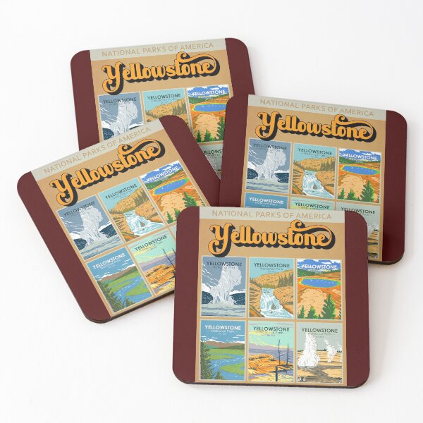 Item preview, Yellowstone National Park Landmark Collage designed and sold by KrisSidDesigns.