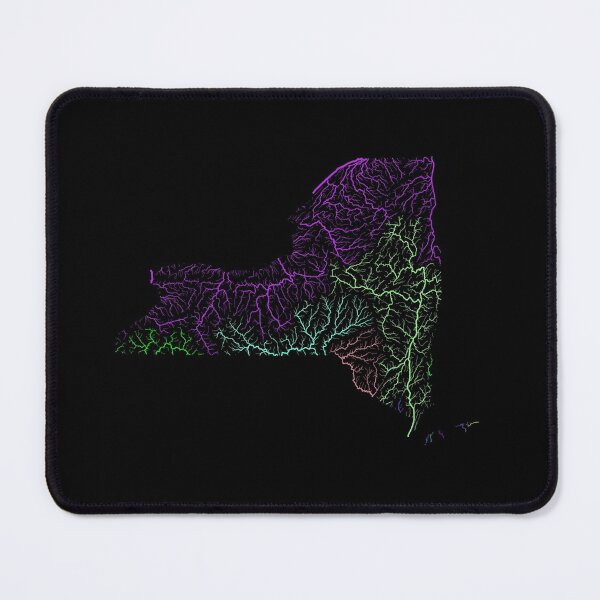 Item preview, New York River Basin Map in Rainbow Colours with Black Background designed and sold by GrasshopperGeo.