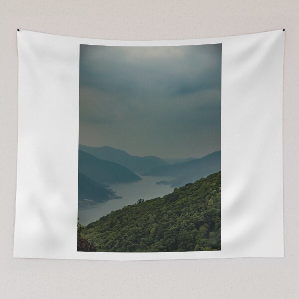 Item preview, Panoramic View over Alpine lake Lugano and Mountain in a Cloudy Day designed and sold by Mats Silvan.
