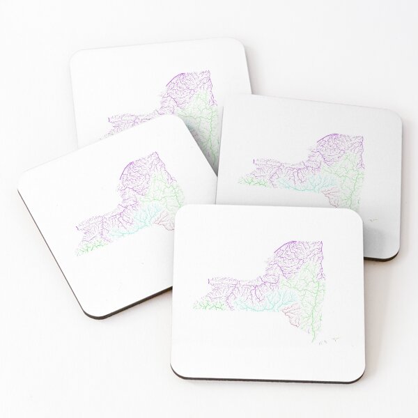Item preview, New York River Basin Map in Rainbow Colours with White Background designed and sold by GrasshopperGeo.