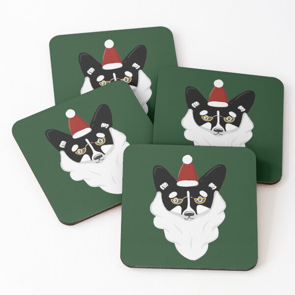 Item preview, Welsh corgi Santa Claus black and white designed and sold by gavayka.