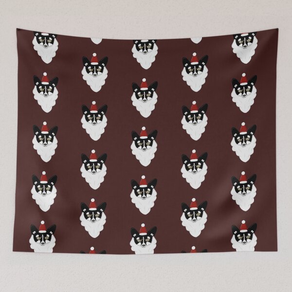 Item preview, Welsh corgi Santa Claus black and white designed and sold by gavayka.