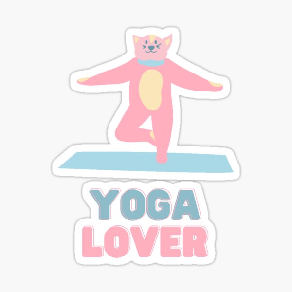 Yoga lover with cat Sticker