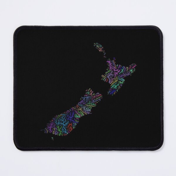 Item preview, New Zealand River Basin Map in Rainbow Colours with Black Background designed and sold by GrasshopperGeo.