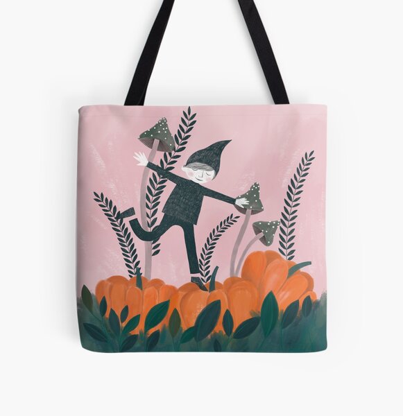 jumping into Autumn illustration All Over Print Tote Bag