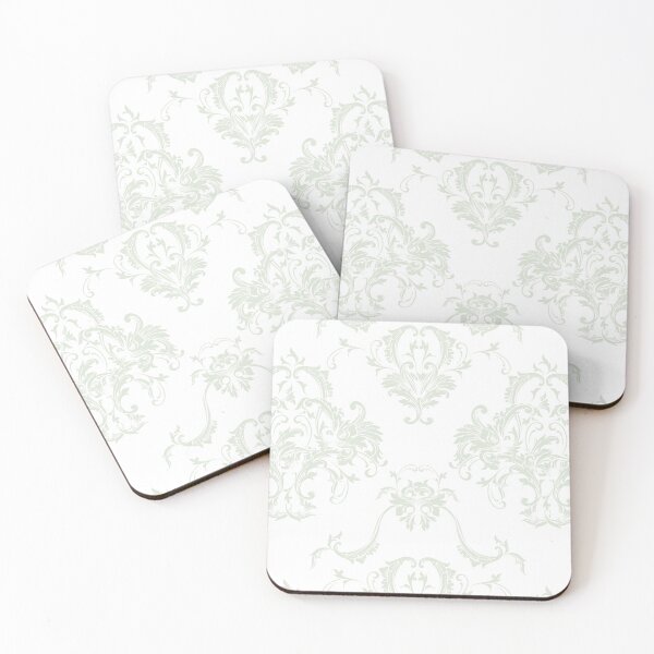 Artikelvorschau, Green and White Damask Scroll Baroque Pattern Pairs PPG 2022 Popular Color Lime Daiquiri PPG1127-1 - Colour Trends - Hue - Shade entworfen und verkauft von ColorOfTheYears.