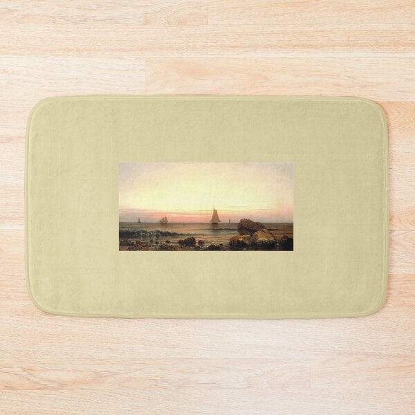 Item preview, Marine Ocean Sailboat Rocky Beach Painting, Sailing off the Coast by Martin Johnson Heade, Year 1869 Ocean Painting,  designed and sold by LifeIsAGiftD.