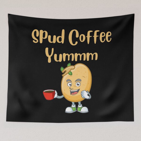 Item preview, Cute Spud Potato Drinking Coffee Yummm funny gift design designed and sold by Sheepherder120.