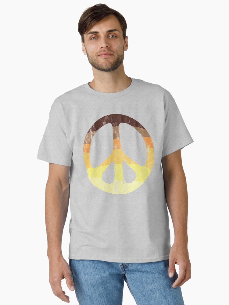 Thumbnail 1 of 7, Classic T-Shirt, Washed and Worn Peace Sign With 70s Stripes designed and sold by unhingedheather.