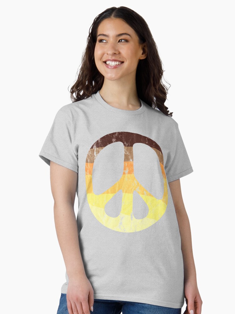 Thumbnail 2 of 7, Classic T-Shirt, Washed and Worn Peace Sign With 70s Stripes designed and sold by unhingedheather.