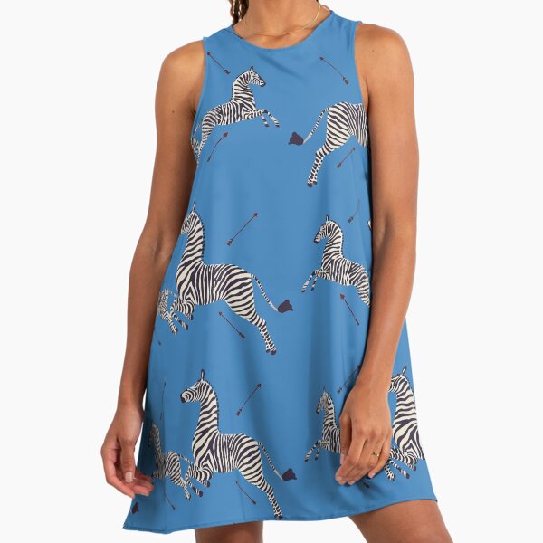 Scalamandr Zebra (blue) / The Royal Tenenbaums" A-Line Dress by  lecinemaparadis | Redbubble