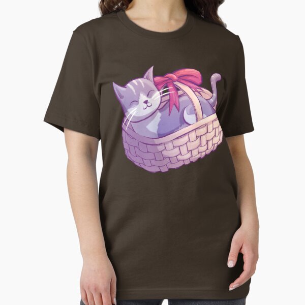 Cute Happy Cat In A Basket With Ribbon Essential T-Shirt