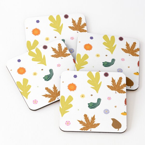 Item preview, AUTUMN - Fall Leaves, Gourds, Flowers, and Acorns Version 1 (Void White) designed and sold by CoraDaffodil.