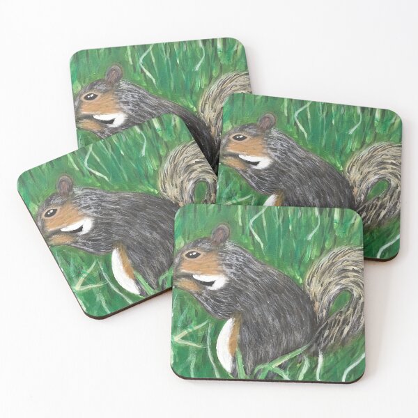 Item preview, Grey squirrel eating in the grass designed and sold by Rebekah Gavra.