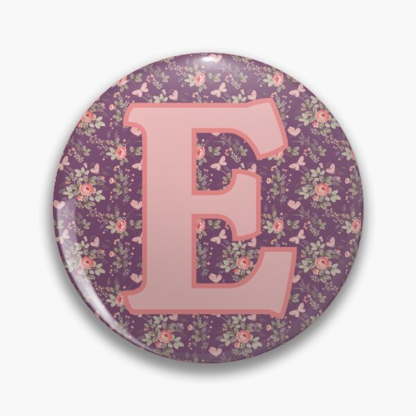 Artikelvorschau, Anfangs-E. Buchstabe E. Monogramm E. Lila Vintager Blumenkreis. Rosa. E-Name. entworfen und verkauft von ABInspired.