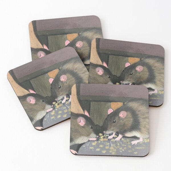 Item preview, Brown rats eating grain designed and sold by Rebekah Gavra.