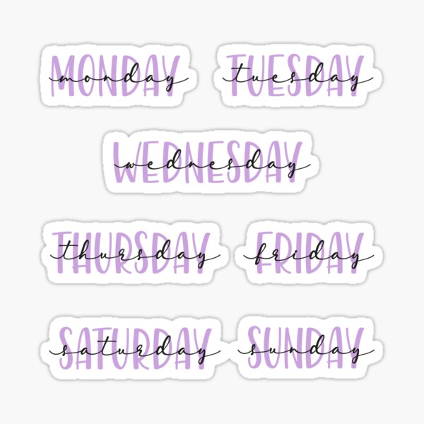 Pink Week Day Headers for Bullet Journal Sticker Pack Sticker for Sale by  stickerspickers