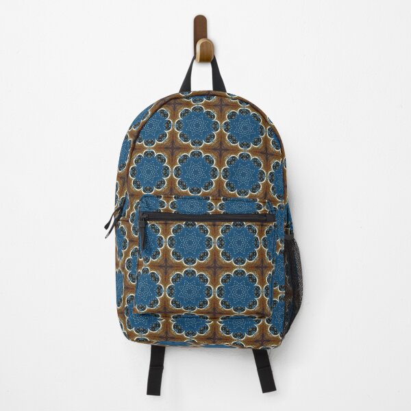 Item preview, Blue and Gold Square Flower Pattern Pillow designed and sold by Pillow-Country.