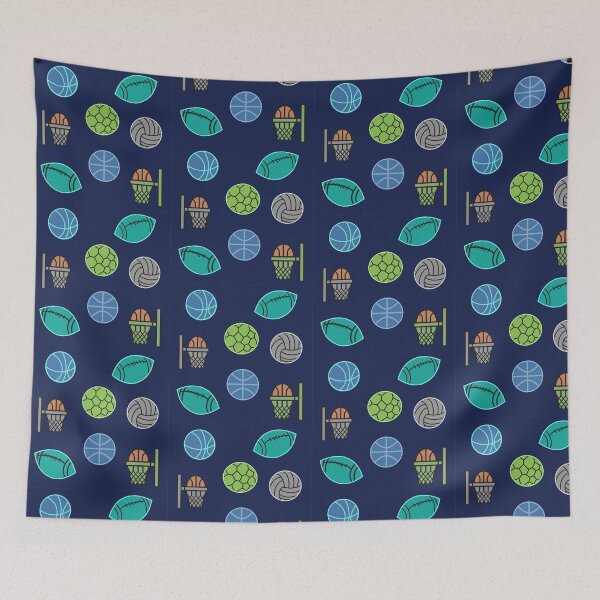 Item preview, RUGBY, BALONCESTO, FÚTBOL, BOLA DE VOLEY EN FONDO AZUL designed and sold by Naureen-w-a.