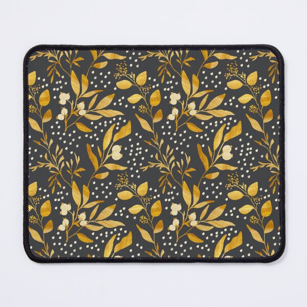 Item preview, Gold leaves on black pattern designed and sold by simonaburlacu.