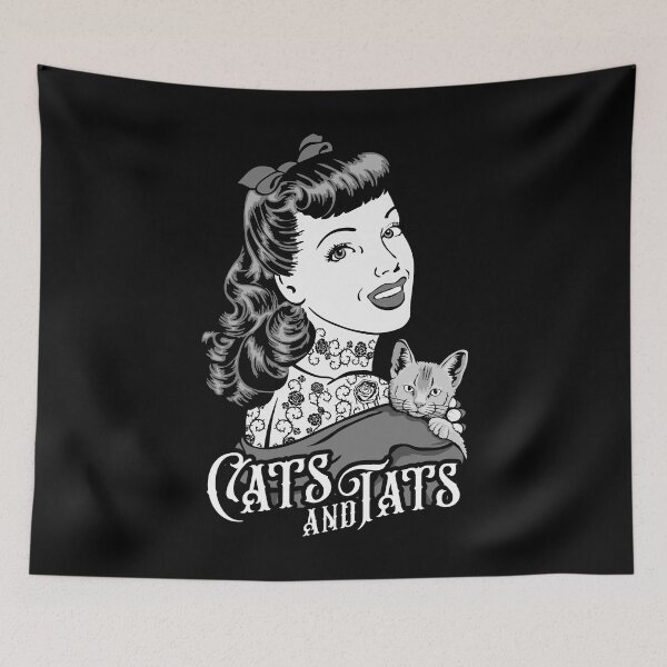 Item preview, Cats And Tats Tattooed Cute Cat Lover Vintage Pop Art Girl designed and sold by GrandeDuc.