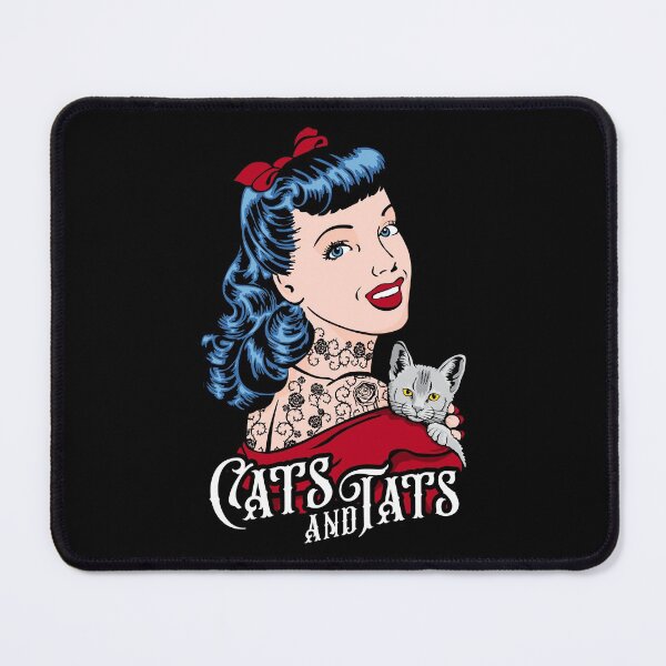 Item preview, Cats And Tats Tattooed Cute Cat Lover Vintage Pop Art Girl designed and sold by GrandeDuc.