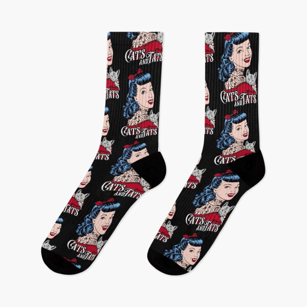 Item preview, Cats And Tats Tattooed Cute Cat Lover Vintage Pop Art Girl designed and sold by GrandeDuc.