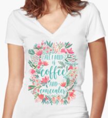 Coffee & Concealer – Juicy Palette Women's Fitted V-Neck T-Shirt