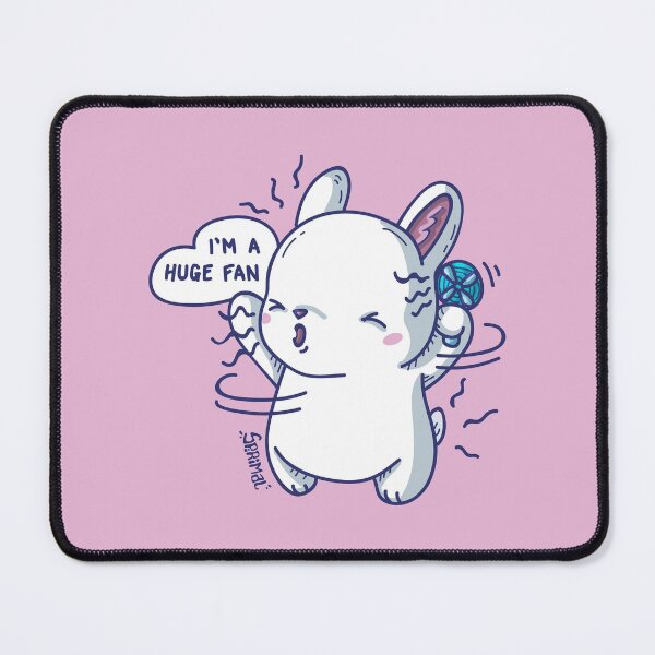Item preview, Kawaii Cute fan bunny saying "I'm a huge fan" pun designed and sold by SPIRIMAL.