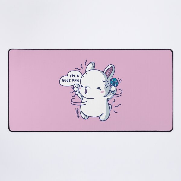 Item preview, Kawaii Cute fan bunny saying "I'm a huge fan" pun designed and sold by SPIRIMAL.