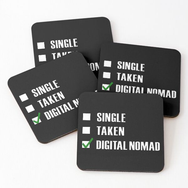 Item preview, Funny Essentials: Single Taken Digital Nomad Green tick check box - Sleek white typography black outline design - digital nomad (dark mode) designed and sold by Deegital18.
