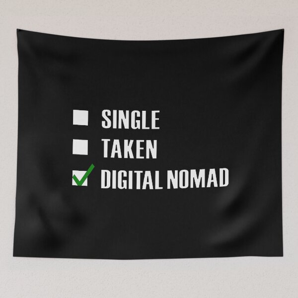 Item preview, Funny Essentials: Single Taken Digital Nomad Green tick check box - Sleek white typography black outline design - digital nomad (dark mode) designed and sold by Deegital18.