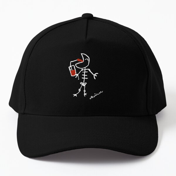Skeleton Man Drinking Blood - White Artwork Baseball Cap