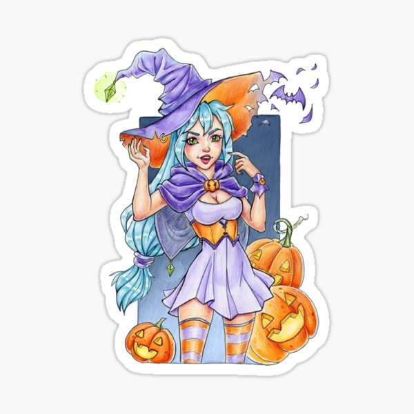 Witch, witch, pumpkins Sticker